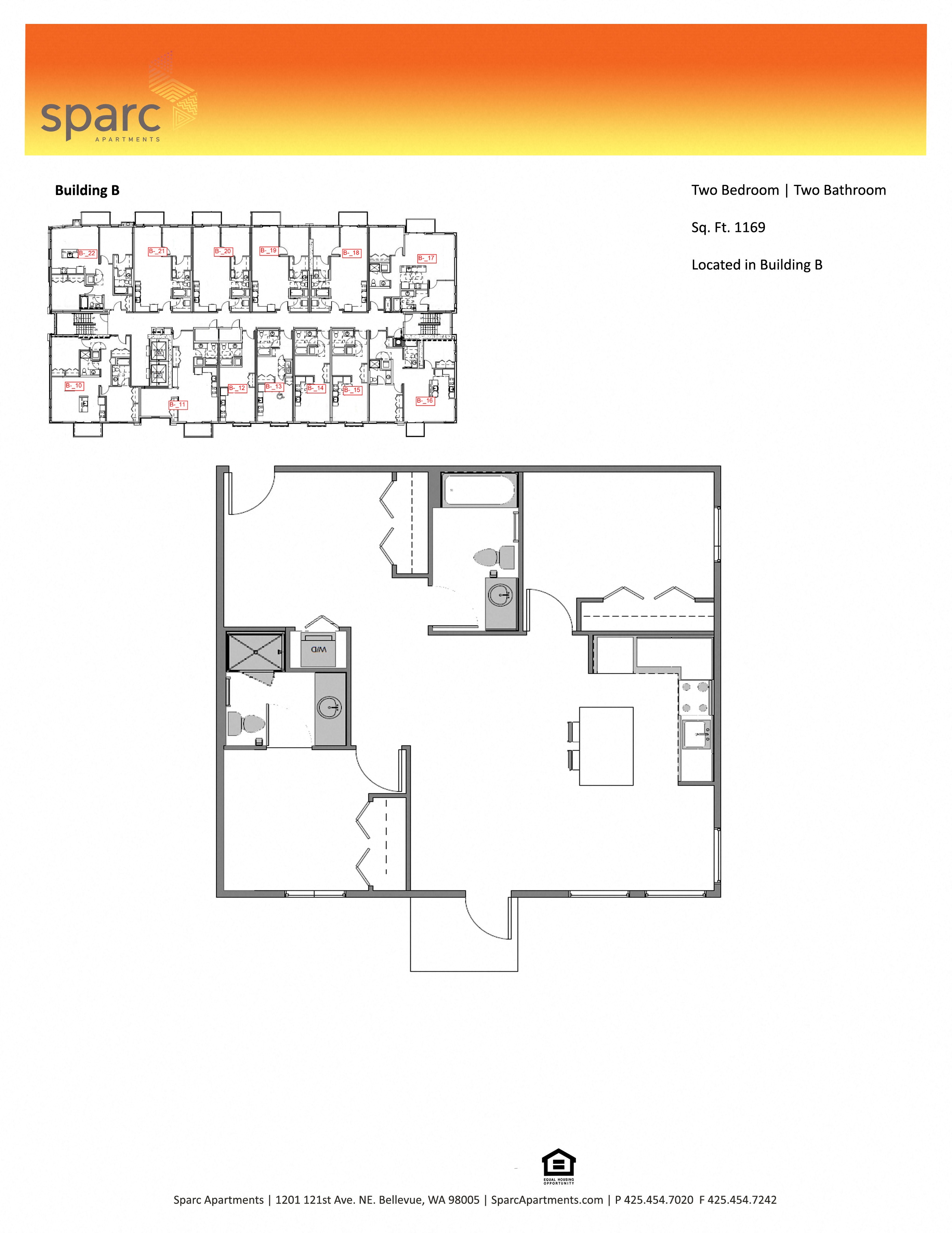 Floor plan for 2 beds, 2 baths, 1144 sqft